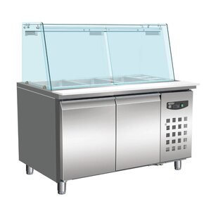 Combisteel Comptoir Réfrigéré avec Vitrine | 2x 600x400mm | 2 Portes | 1510x800x(H)1365mm Combisteel Comptoir Réfrigéré avec Vitrine | 2x 600x400mm | 2 Portes | 1510x800x(H)1365mm