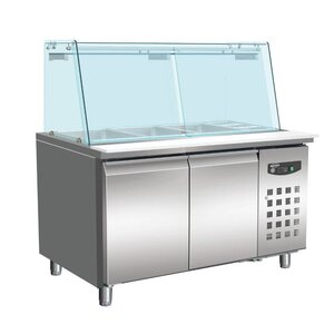 Combisteel Comptoir Réfrigéré avec Vitrine | 2x 1/1 GN | 2 Portes | 1360x700x(H)1365mm Combisteel Comptoir Réfrigéré avec Vitrine | 2x 1/1 GN | 2 Portes | 1360x700x(H)1365mm