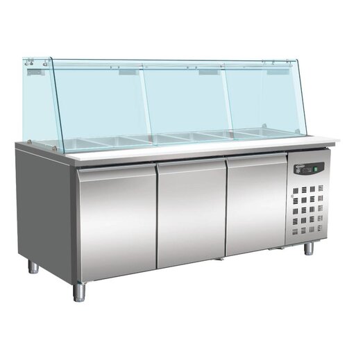 Combisteel Comptoir Réfrigéré avec Vitrine | 3x 1/1GN | 2 Portes | 1795x700x(H)1365mm Combisteel Comptoir Réfrigéré avec Vitrine | 3x 1/1GN | 2 Portes | 1795x700x(H)1365mm