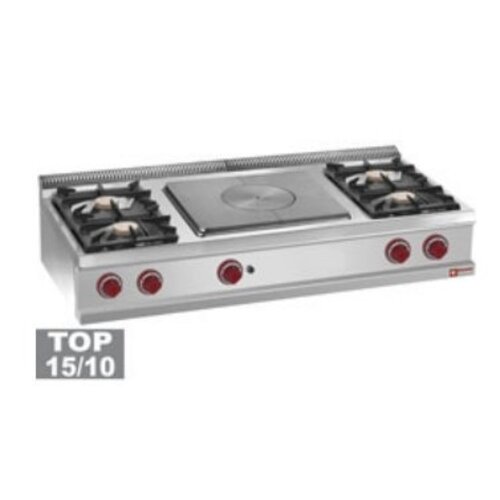 Diamond Cuisinière 4 Feux Vifs | Plaque Coup de Feu Centrale | Gaz  | 1500x700(730)xh250/320mm