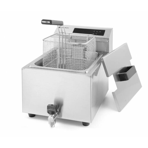 Hendi Friteuse Numérique | Mastercook | 8 Litres | avec Robinet de Vidange | 3,5 kW | 300x515x(H)345mm