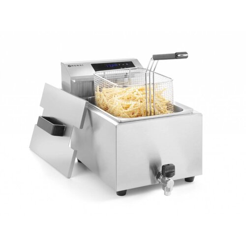 Hendi Friteuse Numérique | Mastercook | 8 Litres | avec Robinet de Vidange | 3,5 kW | 300x515x(H)345mm