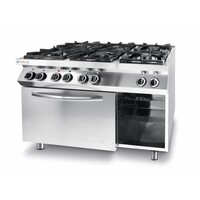 Cuisinière Kitchen Line | 6 Feux | 3 x 3,5 kW + 3 x 6 kW |  3 kW Four à Convection | 800x700x(H)900mm