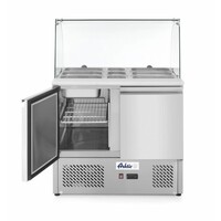 Saladette | 2 Portes | avec Vitrine Réfrigérée en Verre | 2x GN 1/1 en 3x GN 1/6 | 900x700x(H)1300mm