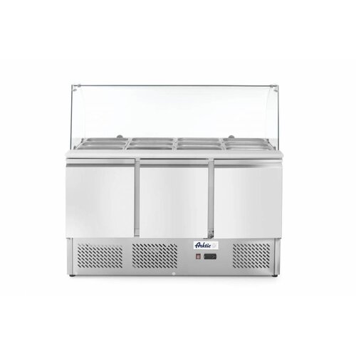 Hendi Saladette | 3 Portes | avec Vitrine Réfrigérée | 4x GN 1/1 | 1365x700x(H)1300mm Hendi Saladette | 3 Portes | avec Vitrine Réfrigérée | 4x GN 1/1 | 1365x700x(H)1300mm