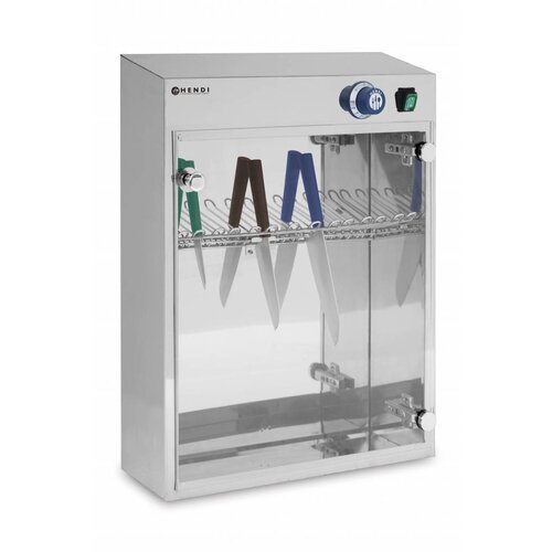 Hendi Sterilisateur UV | Convient pour 14 Couteaux | Minuteur jusqu'à 60 Minutes | 510x160x(H)610mm