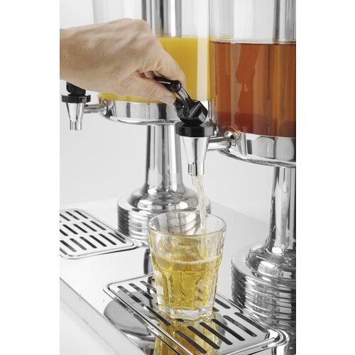 Hendi Distributeur Double de Jus de Fruits | 2x 8 Litres | Robinet Anti-Gouttes | 580x350x(H)560mm