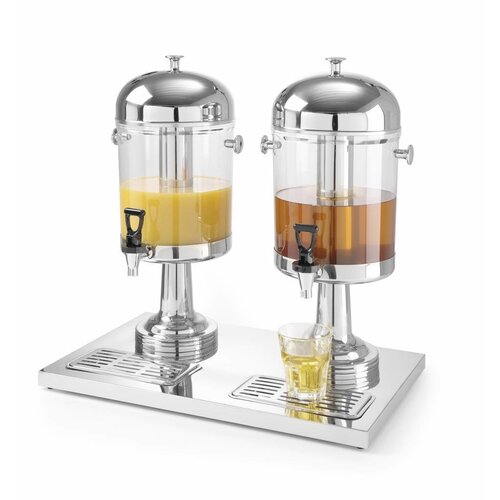 Hendi Distributeur Double de Jus de Fruits | 2x 8 Litres | Robinet Anti-Gouttes | 580x350x(H)560mm
