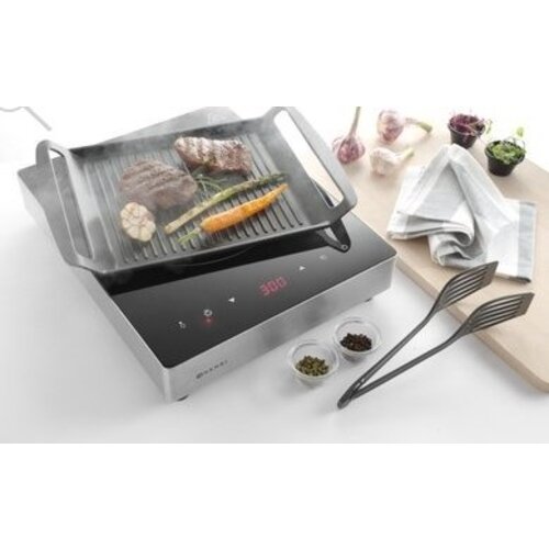 Hendi Grill pour Plaque de Cuisson à Induction | Aluminium | Couche Anti-Adhésive | 390x260x(H)35mm