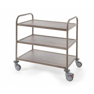 Hendi Chariot de Service | 3 Etagères | Impression Motif Bois | 910x590x(H)950mm