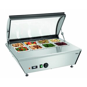 Bartscher Vitrine Chauffante | 8x GN 1/6 | Verre Courbé | 765x610x(H)330mm