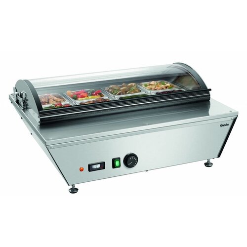 Bartscher Vitrine Chauffante | 8x GN 1/6 | Verre Courbé | 765x610x(H)330mm