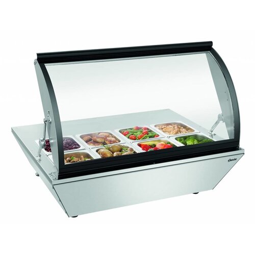 Bartscher Vitrine Chauffante | 8x GN 1/6 | Verre Courbé | 765x610x(H)330mm