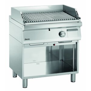 Bartscher Grill à Pierre de Lave | Soubassement Ouvert | 9kg de Pierre de Lave | 800x700x(H)850mm