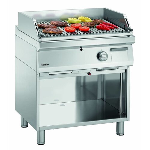 Bartscher Grill à Pierre de Lave | Soubassement Ouvert | 9kg de Pierre de Lave | 800x700x(H)850mm