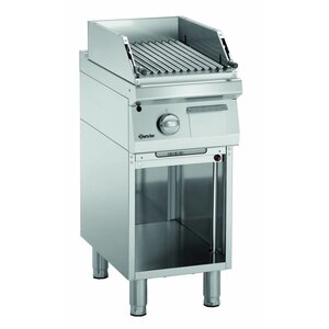 Bartscher Grill à Pierre de Lave | Rainuré | Soubassement Ouvert | 4,5kg de Pierre de Lave | 400x700x(H)850mm
