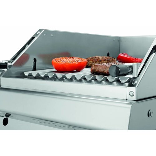 Bartscher Grill à Pierre de Lave | Rainuré | Soubassement Ouvert | 4,5kg de Pierre de Lave | 400x700x(H)850mm