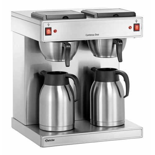 Bartscher Machine à Café Contessa Duo  | Inox | 2 Thermos de 2 Litres | 430x400x(H)520mm