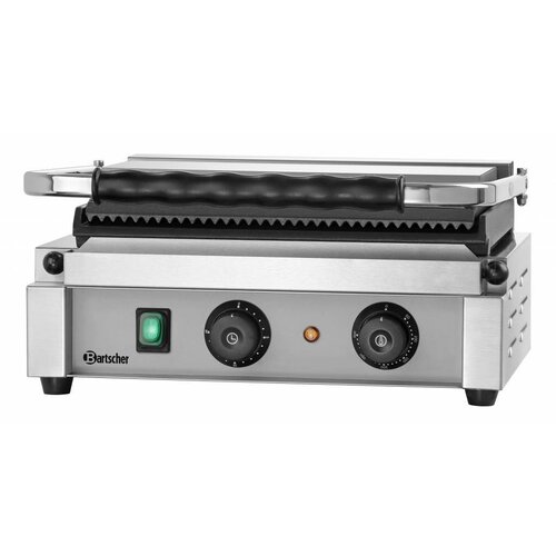 Bartscher Grill Contact Panini-T | Lisse/Rainuré | Fonte Emaillé | 2,2 kW | 410x400x(H)200mm