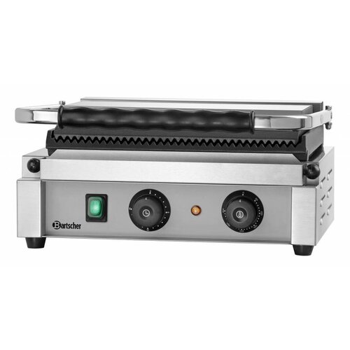 Bartscher Grill Contact Panini-T | Rainuré | Fonte Emaillé | 2,2 kW | 410x400x(H)200mm