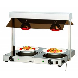 Bartscher Pont Chauffant | Inox et Plexiglas | 2 Lampes Infrarouges | 0,8 kW | 730x560x(H)560mm