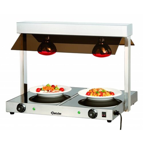 Bartscher Pont Chauffant | Inox et Plexiglas | 2 Lampes Infrarouges | 0,8 kW | 730x560x(H)560mm