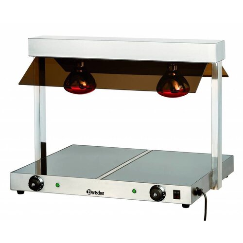 Bartscher Pont Chauffant | Inox et Plexiglas | 2 Lampes Infrarouges | 0,8 kW | 730x560x(H)560mm