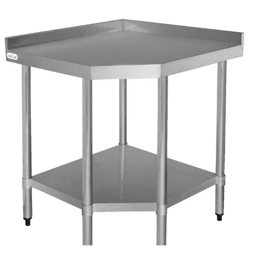 Vogue Table d'Angle Inox + Étagère Basse | 800x600x960(h)mm