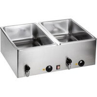 Bain Marie Double | 2x GN 1/1 | avec Robinet de Vidange | 1,2kW | 690x540x(h)230mm