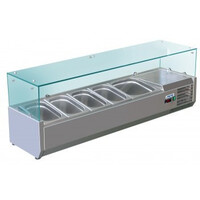 Saladette à Poser | 4x GN 1/3 + 1x GN 1/2 ou 8x GN 1/6 + 1x GN 1/2 | 1400x395x(h)435mm