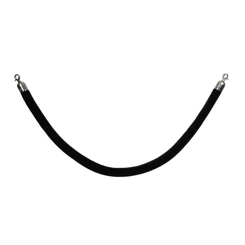 Saro Cordon pour File d'Attente | Velours | Noir |1,5 M | Crochets Argent Chromé