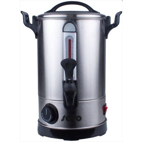 Saro Distributeur d'Eau Chaude | Inox | 5,9 Litres | Robinet Anti-Gouttes | Ø205x(h)365mm