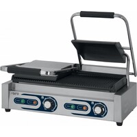 Grill Panini | Rainuré | Double | 3,6kW | avec Récupérateur de Graisse | 580x410x190(h)mm