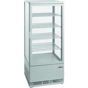 Saro Vitrine de Présentation | 98L | Blanc | 4 Grilles Réglables | 426x380x1105(h)mm