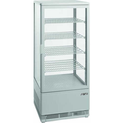 Saro Vitrine de Présentation | 98L | Blanc | 4 Grilles Réglables | 426x380x1105(h)mm