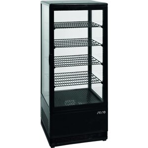 Saro Vitrine de Présentation | 98L | Noir | 4 Grilles Réglables | 426x380x1105(h)mm