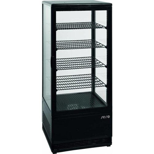 Saro Vitrine de Présentation | 98L | Noir | 4 Grilles Réglables | 426x380x1105(h)mm