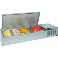 Saladette à Poser | 4x GN 1/3 | Couvercle en Inox | 1200x395x435(h)mm