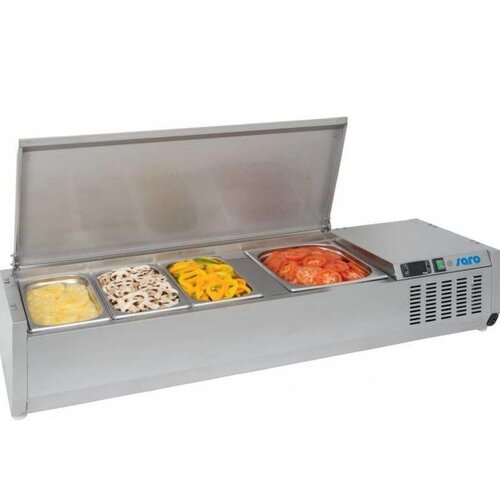 Saro Saladette à Poser | 6x GN 1/3 | Couvercle en Inox | 1400x395x435(h)mm