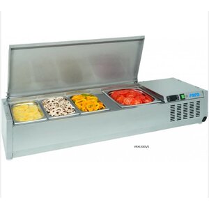 Saro Saladette à Poser | 7x GN 1/3 | Couvercle en Inox | 1600x395x435(h)mm