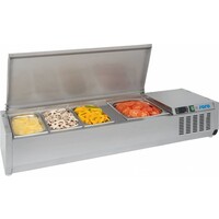 Saladette à Poser | 9x GN 1/3 | Couvercle en Inox | 2000x395x435(h)mm