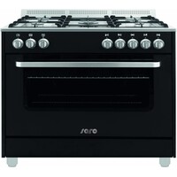 Cuisinière à Gaz sur Four Electrique | 5 Brûleurs | Noir | 230V | 900x600x850(h)mm
