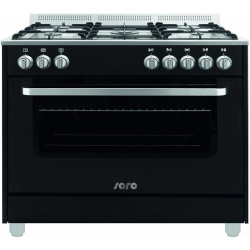 Saro Cuisinière à Gaz sur Four Electrique | 5 Brûleurs | Noir | 230V | 900x600x850(h)mm