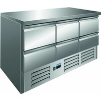 Comptoir Réfrigéré | Inox | 6 Tiroirs GN 1/2 | 1368x700x850(h)mm
