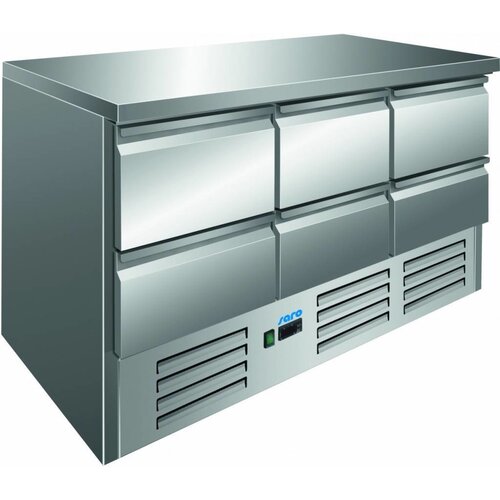 Saro Comptoir Réfrigéré | Inox | 6 Tiroirs GN 1/2 | 1368x700x850(h)mm