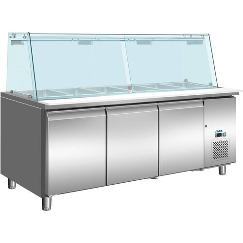 Saro Saladette Réfrigérée | Inox | avec Couvercle en Verre | 5x GN 1/1 | 1795x700x1395(h)mm