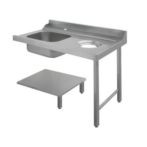 Bartscher Table de Tri | Avec Evier|  À Gauche |Avec orifice pour les déchets | Inox 18/10 | 1200X720X(h)850mm