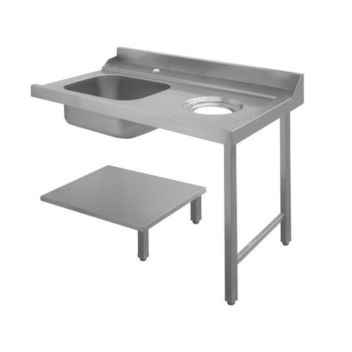 Bartscher Table de Tri | Avec Evier|  À Gauche |Avec orifice pour les déchets | Inox 18/10 | 1200X720X(h)850mm