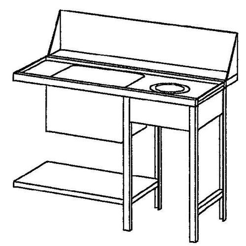 Bartscher Table de Tri | Avec Evier|  À Gauche |Avec orifice pour les déchets | Inox 18/10 | 1200X720X(h)850mm