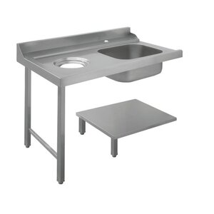Bartscher Table de Tri | Avec Evier|  À Droite |Avec orifice pour les déchets| Inox 18/10 | 1200X720X(h)850mm